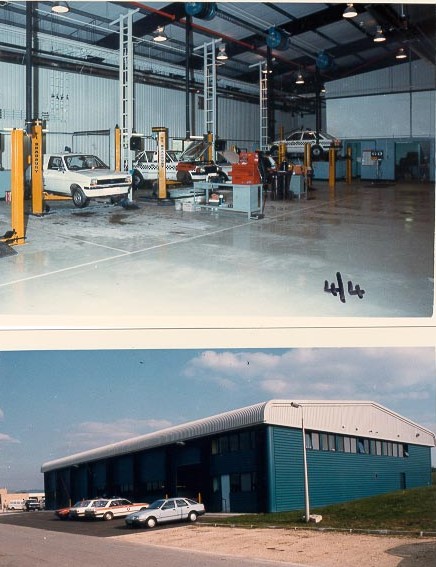 New Police Vehicle Workshops, Bamfurlong when they were opened. This would have been about 1988 as they were built about 10 years after the main buildings which were opened in 1978. (Gloucestershire Police Archives URN 687)