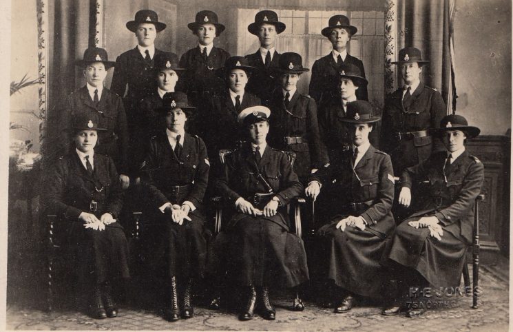 These women would have been serving at the National Filling Factory in Quedgeley at this time. Several of the women in this photo appear in the first constabulary photos of women officers. (Gloucestershire Police Archives URN 2112)