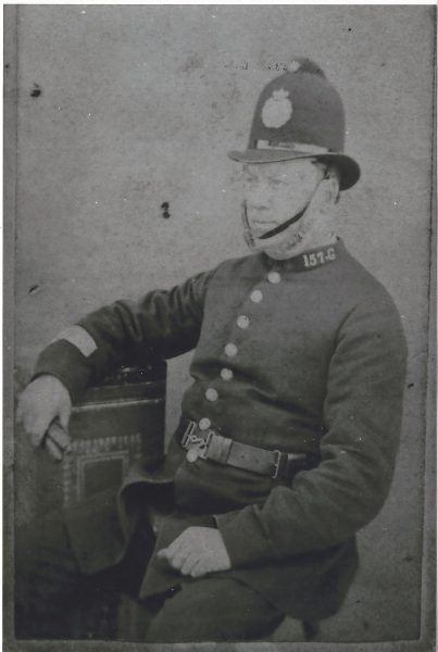 Charles Mason 157  in helmet with Victorian front plate. (Gloucestershire Police Archives URN 7884) | Photograph from Terry Bowley